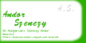 andor szenczy business card